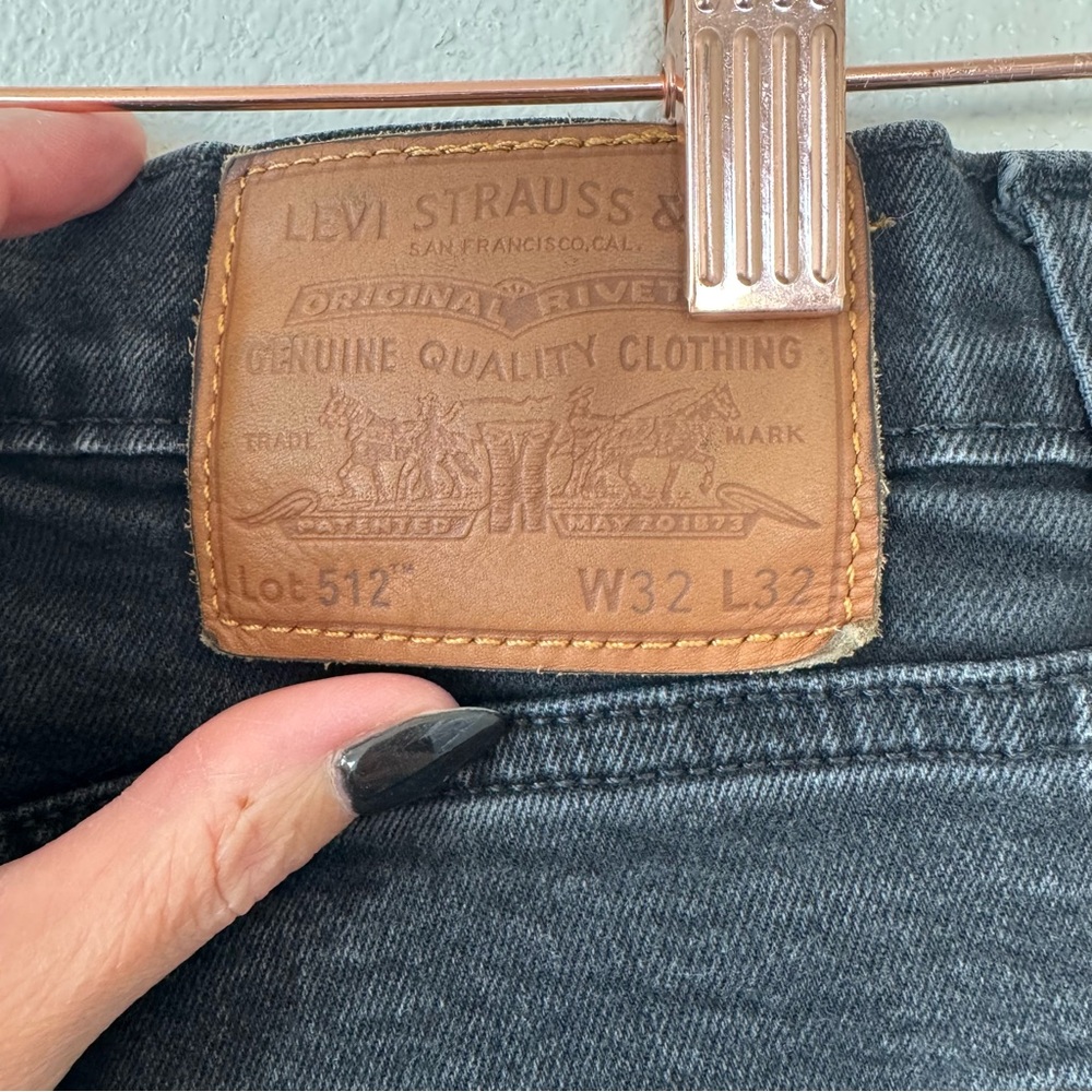 Levis 512 Slim Taper Fit Stretch Jeans Black Gray Size 32 x 32 *Actual 29 Inseam - Picture 6 of 8